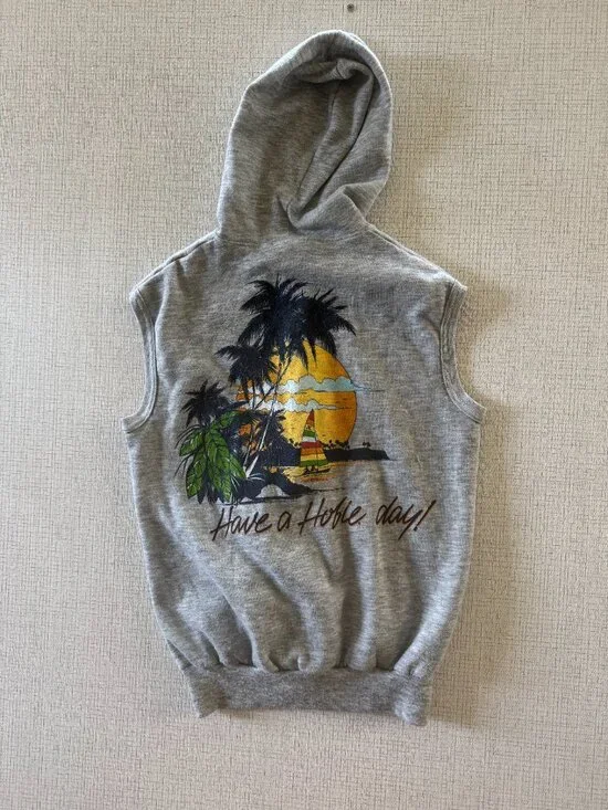 Vintage Hobie Sailing Graphic Sleeveless Full Zip Hoodie, Medium - Picture 3 of 7